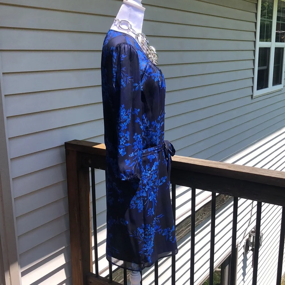 Navy Floral Shirt Dress by Express - Picture 13 of 16
